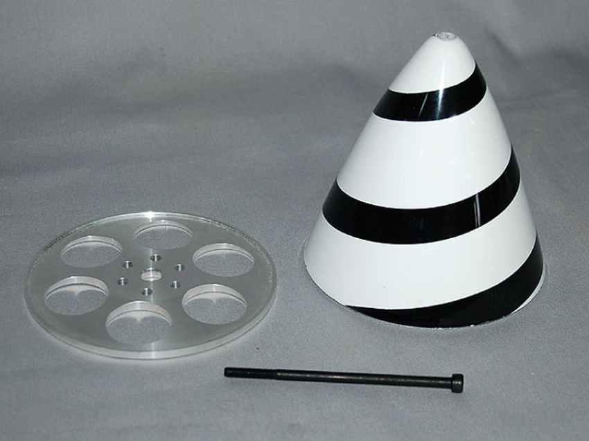 Spinner, 120mm diameter, white/black spiral